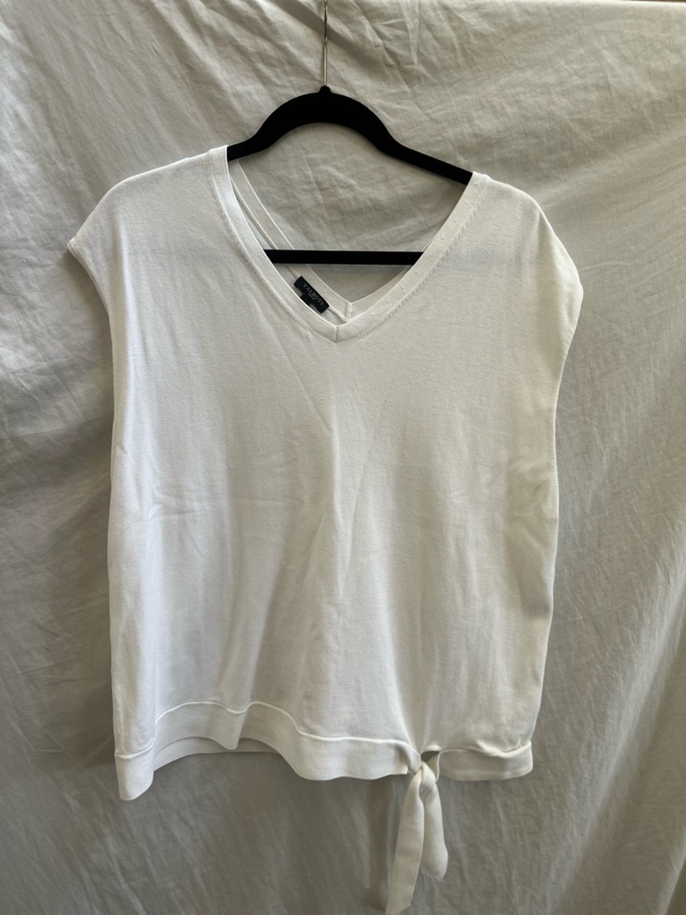Talbots White V-Neck Knit Tank with Tie Detail